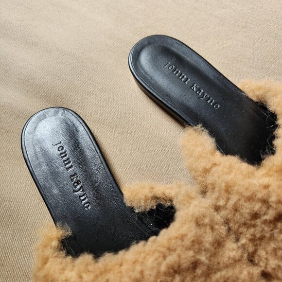 JENNI KAYNE Brown Shearling Slip On Mules - Picture 2 of 5